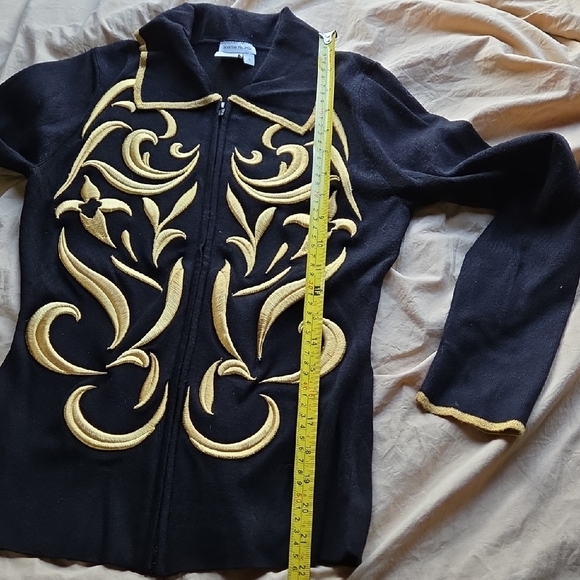 Boston Proper Black Jacket with Gold Embroidery - Picture 5 of 6